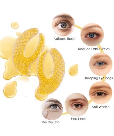 24K Gold Eye Pads & Collagen Eye Masks - Anti-Aging Care Reduce Dark Circles Puffiness & Moisturize - 5 Pairs - Buy Online on GoSupps.com