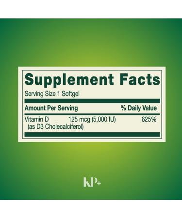 KP+ Vitamin D3 125 mcg (5 000 IU) | Bone & Immune Health | Gluten Free | 250 Softgels | Pack of 1 - Buy Online on GoSupps.com