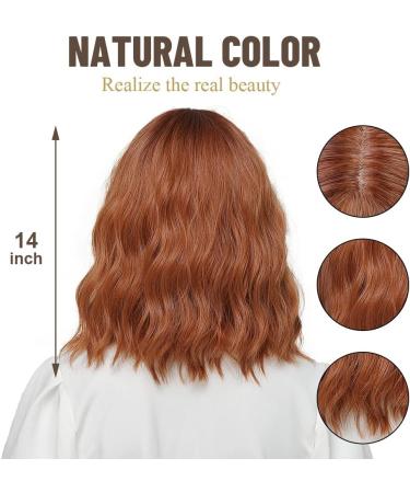 OUFEI Short Wave Auburn Bob Wig with Bangs - 14 Inches - Buy Online on GoSupps.com