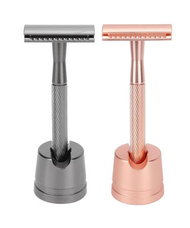 Professional Reusable Security Razor for Men Eco-Friendly Double-Edged Blade Kit with Stand | Portable Zinc Alloy Metal Brass (Black) - Buy Online on GoSupps.com