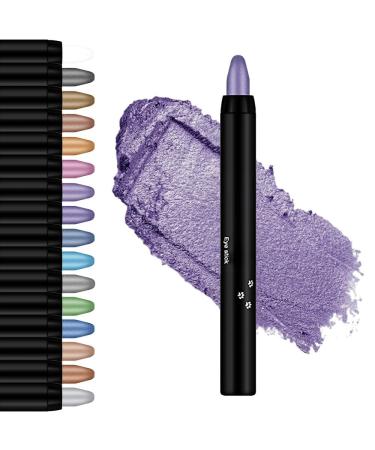 Cream Eyeshadow Stick Highlighter Eyeshadow Pencil Crayon Glitter Eyeshadow Stick Long Lasting Waterproof Eye Shadow Highlighter Stick Make Up Eyeshadow Shimmer Stick (#09 Violet)