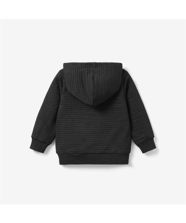 PatPat Toddler Hoodie - Solid Color Textured Hooded Sweatshirt with Pocket for 4-5 Years - Black - Buy Online on GoSupps.com