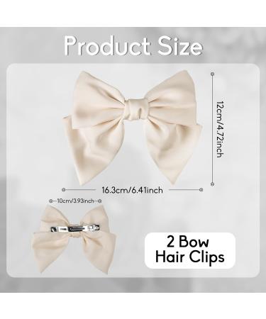 Dalababa Bow Hair Clips 2 Pcs Large Hair Bows Silky Satin Ribbon Hair Barrettes French Bowknot Hairpins Hair Accessories For Women Girls (Burgundy & Beige) Burgundy beige - Buy Online on GoSupps.com