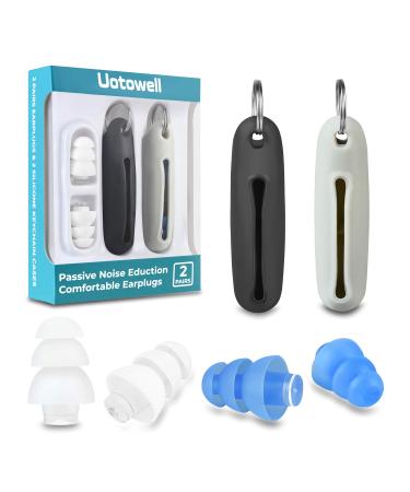 Uotowell High Fidelity Hearing Protection Earplugs for Sleep and More Noise Sensitivity Conditions - Reusable Comfortable Improved Larger Silicone Tube Case Multi-colored
