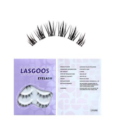 Fake Eyelashes Natural Look False Eye Lashes Daily Strip Cross Short Clear Band Lashes Invisible Thin band Cute Lash for Wedding Daily Work Party Salon Eye Makeup 5 Pairs SUN5