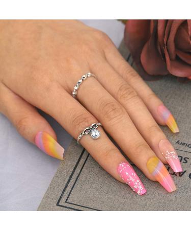 Sethexy Long Sparkle Ballerina False Nails - Colorful Coffin Acrylic Fingernails with Bling | 24pcs for Women & Girls - Buy Online on GoSupps.com