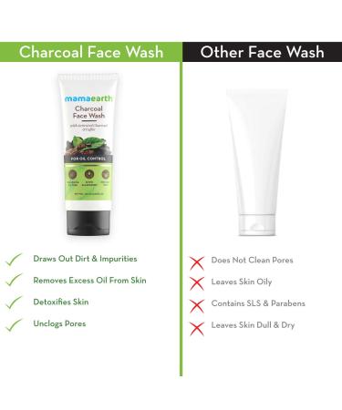 Mamaearth Activated Charcoal Face Wash for Oily Skin - Deep Cleansing Controls Oil & Unclogs Pores | 3.38 Fl Oz (100ml - Buy Online on GoSupps.com