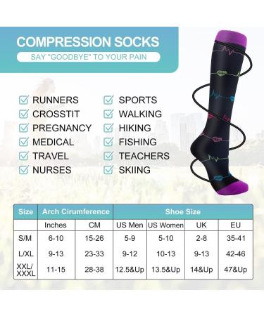 Pnosnesy Compression Socks (7 Pairs) for Men & Women 15-20 mmHg is Best for Athletics Running Flight Travel Support L-XL Black - Buy Online on GoSupps.com