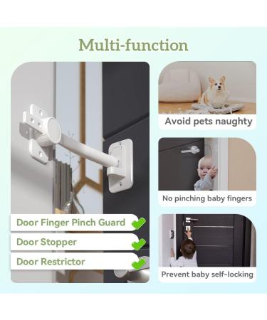 Safelon Baby Safety Door Finger Clamping Protection | Adjustable Door Lock & Stop for Children & Pets | Secure Access for Cats & Dogs (White) - Buy Online on GoSupps.com