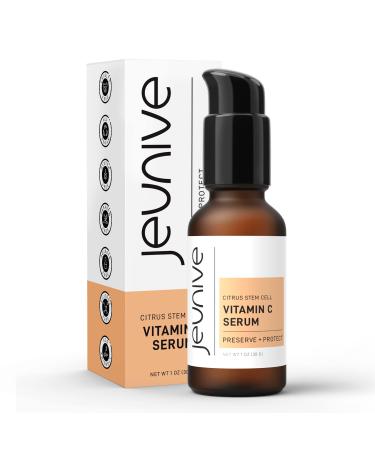Jeunive Citrus Stem Cells Vitamin C Serum with Anti-Aging Hyaluronic Acid & Citrus Stem Cells | Day and Night Nourishment to Refresh and Even Blemishes for that Special Glow 1 oz (28g)