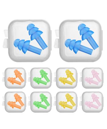 Cobee Reusable silicone earplugs 10 pieces of noise reduction earplugs waterproof noise canceling earplugs for sleeping swimming snoring concerts aircraft travel workplace