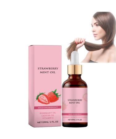 Strawberry Mint Oil, Natural Rosemary Essential Oil for Hair, Strawberry Mint Hair Oil, Hair Serum for Fine and Damaged Hair (1pc)