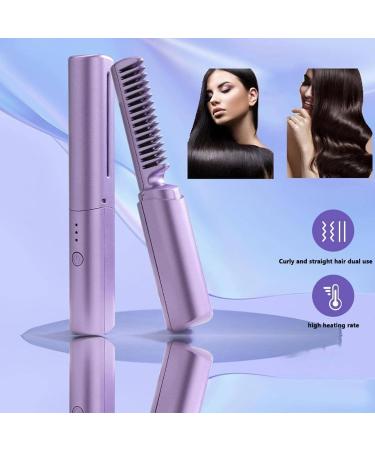 Rechargeable Mini Hair Straightener Brush - Cordless & Portable Electric Straightening Comb with Negative Ion Technology - Ideal for Travel (Pink - Buy Online on GoSupps.com