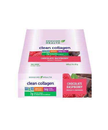 Genuine Health Clean Collagen Protein Bar Chocolate Raspberry 7g Collagen Gluten Free 8 count