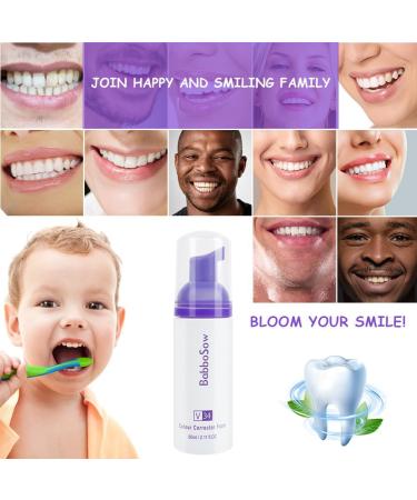 ACWOO Purple Tooth Whitening Toothpaste Teeth Cleaning Toothpaste Foam Toothpaste Stain Removing Tooth Purple Tooth Whitening Toothpaste for Sensitive Teeth and Yellow Teeth Clean 60ml Mousse Type - Buy Online on GoSupps.com