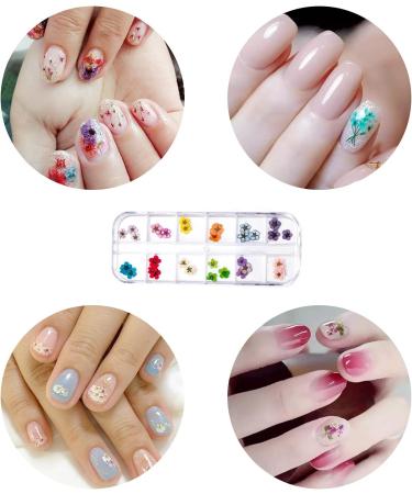 TouGod 36pcs Dried Flowers for Nail Art | Real 3D Nail Decorations with Tweezers - International Shipping Available - Buy Online on GoSupps.com