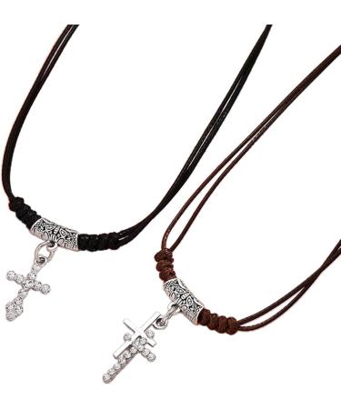 Oralgos Gothic Strass Cross Necklace - Handmade Vintage Collarbone Chain for Girls - Unique Metal Gift - Buy Online on GoSupps.com