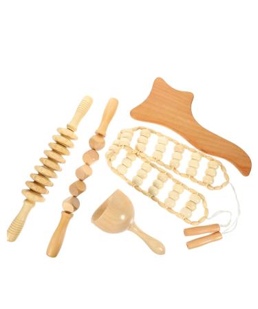 5th massage device made of beech foot massage device Face massage device Massage acupressure rod Massage light massage device made of wood acupressure pen Lymph scroll wheel roller stock tool