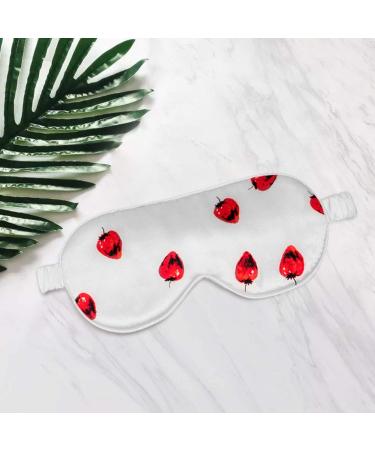 THXSILK 100% Mulberry Silk Sleeping Mask & Blindfold Perfect for Travel Strawberry Patterned Eye Mask Strawberry White-sleepmask