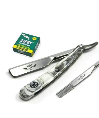 FREE BLADES + CLASSIC BARBER STRAIGHT RAZOR CUT THROAT SALON SHAVING RASOI NEW Smart Cut Throat Barber Salon Straight Razor 100 Blades + Pouch Marble Folding Knife Barber Straight Razor