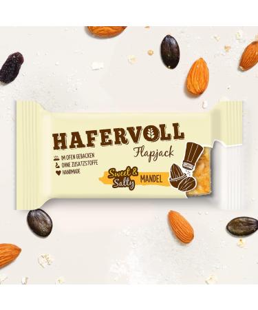 Buy Hafer Full Flapjack Sweet & Salty Mandel - 18 x 65g Organic Cereal Bars | No Added Sugar Handmade & Oven-Baked Oats - Buy Online on GoSupps.com