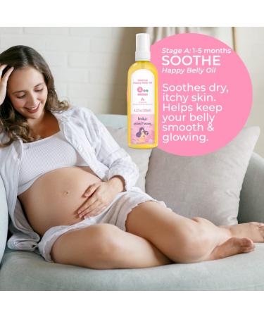 LESKA Maternity Belly Oil | STAGE A SOOTHE Happy Belly Anti-Itch Oil | Pregnancy Months 1-5 | Complete 3 Stage Pregnancy Skin Care System | New Mom Gifts | 4.22oz - Buy Online on GoSupps.com