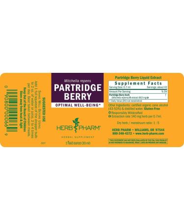 Herb Pharm Partridge Berry (Squaw Vine) Liquid Extract - 1 Ounce 1 Fl Oz (Pack of 1) - Buy Online on GoSupps.com