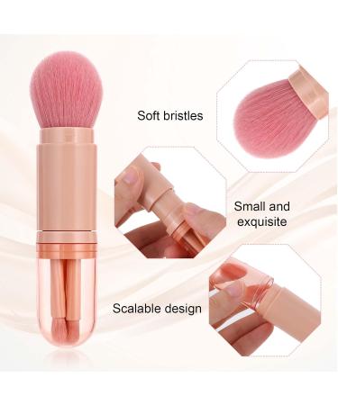Travel Makeup Brushes Set - 4 in-1 Portable Retractable Blush & Foundation Brushes for Women - Mini Cute Facial Makeup Brush Set (Pink) - International Shipping Available - Buy Online on GoSupps.com