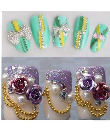 2-Piece Metal Chain Silver Bead Nail Art Glitter Striping Tape | 3D Nail Stickers & DIY Decoration - 39 Inch - Buy Online on GoSupps.com