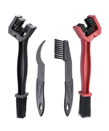 corki Bicycle Chain Cleaning Tool Set,Bike Chain Crankset Brush,Motorcycle Washer Cleaner Brush Tools Black+Red