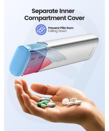 Vaydeer Rose Gold Travel Pill Organizer - 7 Day Weekly Pill Box for Vitamins & Meds - Large Capacity 2x Daily Use - Buy Online on GoSupps.com