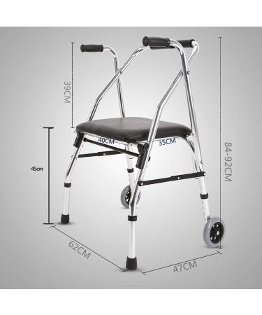 Foldable Wheelchair Walking Zimmer Frame with Padded Seat and 2 Wheels Crutch Rolling Transport Chairs for Elderly Disabled Interesting - Buy Online on GoSupps.com