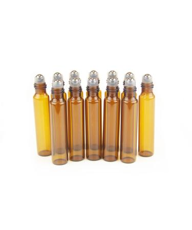Yizhao Braun 10ml roll on glass bottles for essential oil empty roll on bottle on bottle with stainless steel roller balls for aromatherapy mixtures fragrance perfume massage-36 PCs 10ml-36 amber