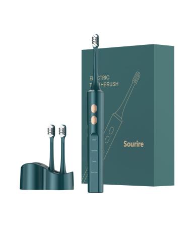 Sonic Electric Toothbrush with 2 Brush Heads for Adults Wireless Fast Charge Extra Long Standby 4 Cleaning Modes Intelligent Brushing Reminder Electric Toothbrushes(Green)