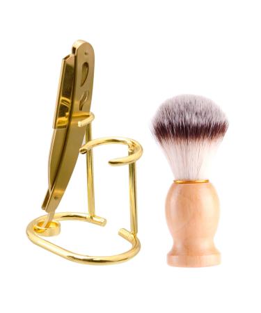 Generic wet shaving set razor cleaning tool durable soft nylon bristle shaving brushes for birthdays father's day festivals gold