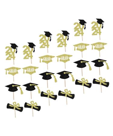 Garneck 10 Sets Cake Insert Top Hat Grad Party Decoration Graduation Cake Toppers Graduation Cake Decors Grad Cupcake Toppers 2024 Graduation Cupcake Toppers Cake Picks Paper Cup Graduate