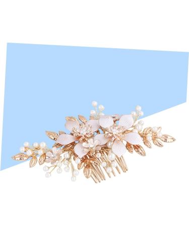 Beaupretty Gold Hair Accessories Flowers wedding hair Bridal Side Wedding Headpiece Leaf Headpiece Rhinestones Hair bridal hair gold flower Wedding wedding flowers prom bride metal Comb - Buy Online on GoSupps.com