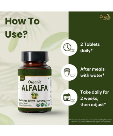 ORGANIC SPREE Alfalfa & Tulsi Supplement 120 Tablets Each USDA Organic Medicago Sativa & Holy Basil Supports Stress Relief, Immune, Energy & Nutritional Health* - Buy Online on GoSupps.com