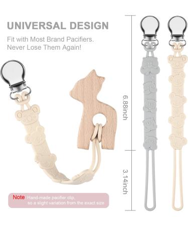Kowlone Koala Bear Silicone Dummy Clip for Teething Baby - Beige Dim Grey - Buy Online on GoSupps.com