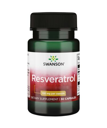 Swanson Resveratrol 100mg 30 capsules high dose laboratory tested soy-free gluten-free non-GMO