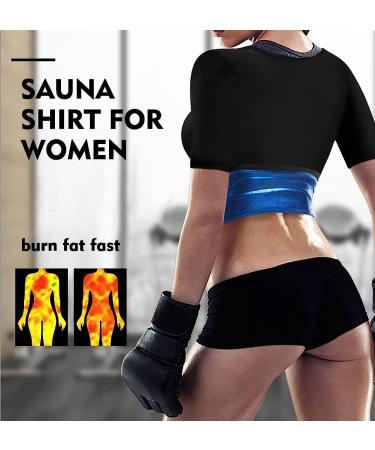 DYUAI Women's Short Sleeve Sauna Sweat Vest XL - Blue Lining, Body Shaper Training Vest for Heat Trapping - Buy Online on GoSupps.com