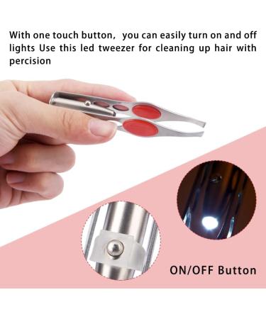 6 Pieces Tweezers with LED Light Stainless Steel Tweezers Makeup Eyelash Eyebrow Hair Removal Precision Tweezers with Light for Women and Men(Red Blue Brown Pink Black Green) Blue green - Buy Online on GoSupps.com