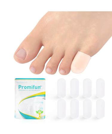 Silicone Toe Protectors - 4 Pairs Gel Toe Sleeves Toe Protectors - Toe Caps with Aloe Vera Essential Oils - Toe Cushions for Pain Relief Toe Protection for Corns (Transparent Color+4S) Transparent Color Small(4 Pair)