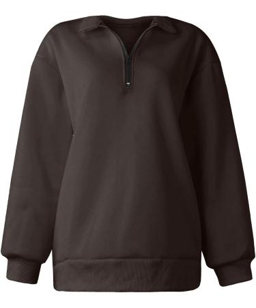 Beppter Women's Christmas Oversized Quarter Zip Sweatshirt Hoodie - Brown Medium | Y2K Fall Fashion - Buy Online on GoSupps.com