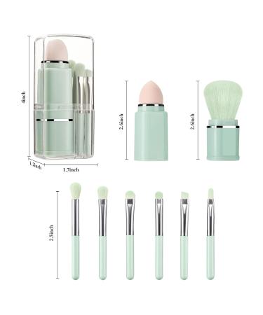 8-in-1 Premium Makeup Brush Set - Portable Synthetic Brushes with Container for Foundation Powder Blush & Eyeshadow - Travel Accessories (Green) - Buy Online on GoSupps.com