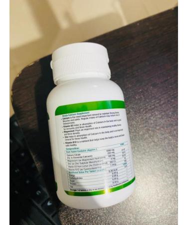 Calcium 1000mg + Vitamin D, Magnesium, Zinc & B12 Supplement for Men & Women - Pack of 2 - Buy Online on GoSupps.com