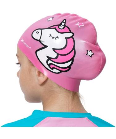 Zabert C600 Kinder Bath Cap | Premium Soft Silicone Waterproof Swimming Cap for Kids (Ages 2-12) | Rosa Unicorn Pink | Large Size - Buy Online on GoSupps.com