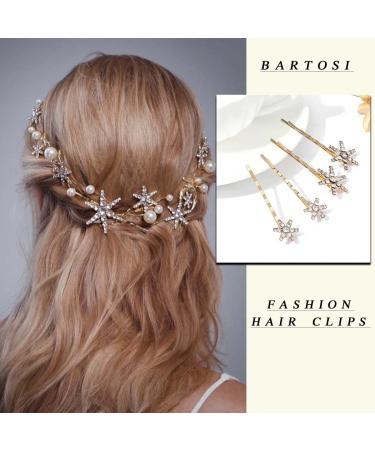 Bartosi Star Rhinestone Hair Pins - Decorative Crystal Hair Barrettes for Women and Girls (Pack of 4) - Buy Online on GoSupps.com