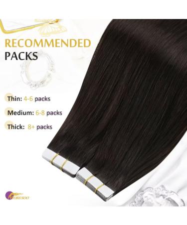 Buy Moresoo Tape In Extensions Real Hair - Dark Brown Seamless 55cm - 10 Pieces/25g (Invisible #2) - Buy Online on GoSupps.com