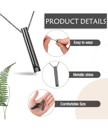 2 Pcs Mindful Anapana Breathing Necklace for Stress & Anxiety Relief - Portable Deep Breathing Exercise Tool for Men and Women (Black/Steel) - Buy Online on GoSupps.com